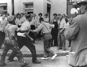 Confrontation Prints: Man Trying to Escape Mob During Riot