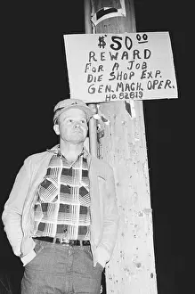 Unemployed People Prints: Man With Unemployment Sign