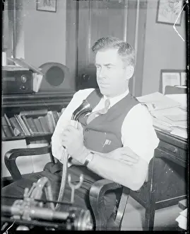 Des Moines Prints: Man Using Dictating Machine