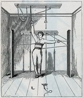 Rubber Prints: Man Using Early Exercise Machine