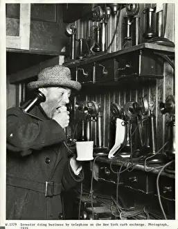 Man Using Old-Fashioned Telephone