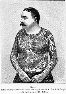 Man W/Elaborate Tattoos--Woodcut