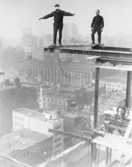 Foolishness Prints: Man Walking Blindfolded on Girder