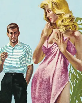 Sexual Prints: Man Watching Seductive Woman