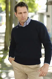 Jumper Prints: Man wearing casual clothes standing in an avenue