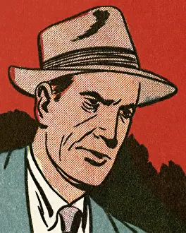 Scowl Prints: Man Wearing a Fedora