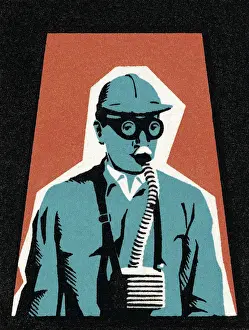Gas Mask Prints: Man Wearing Gas Mask