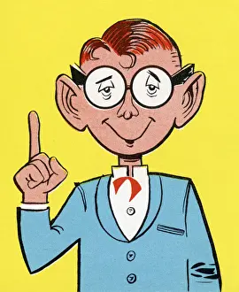 Index Finger Prints: Man Wearing Glasses Gesturing