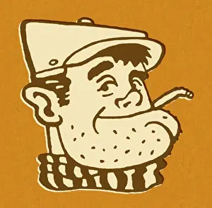 Macho Prints: Man Wearing Hat and Smoking