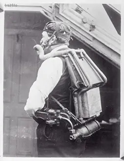 Man Wearing Mine-Rescue Apparatus