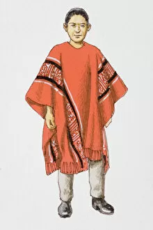 Man wearing poncho