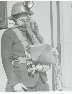 Man Wearing Protective Mining Equipment