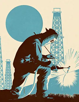 Art Illustrations Gallery: Man Welding