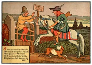 Images Dated 15th February 2019: A Man Went a Hunting at Reigate - Victorian nursery rhyme illustration