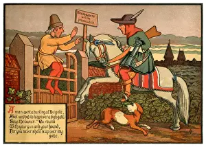 A Man Went a Hunting at Reigate - Victorian nursery rhyme illustration