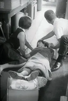 Austin Prints: Man and Woman Comforting a Shooting Victim