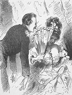 Couples Prints: Man And Woman Flirting; Woman W/ Fan