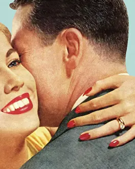 Facial Expr Prints: Man and Woman Hugging