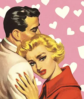 Prints of Man and Woman Hugging Valentine Day Print Prints: Man and Woman Hugging