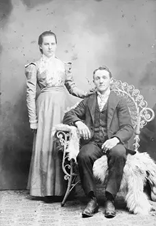 Couples Prints: Man And Woman Posing Stiffly