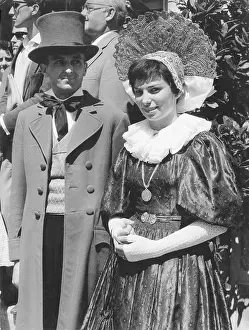 Headgear Prints: Man and woman in traditional Vorarlberg costumes
