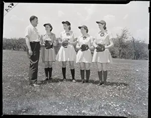 Softball Prints: Man With Women'S Softball Team Members