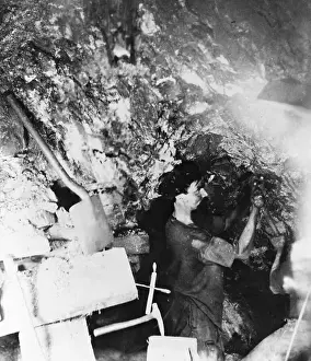 Occupations Prints: Man Working in a Mine