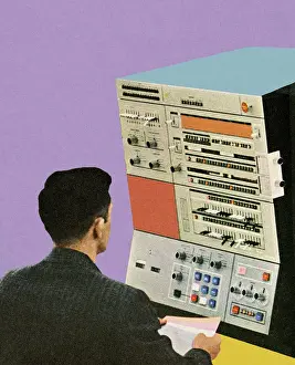 Science And Tech Prints: Man Working at Machine
