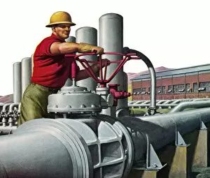 Valve Gallery: Man Working at an Oil Refinery