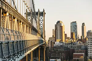 Brooklyn Bridge Collection: Manhattan bridge and Brooklyn at sunset, New York