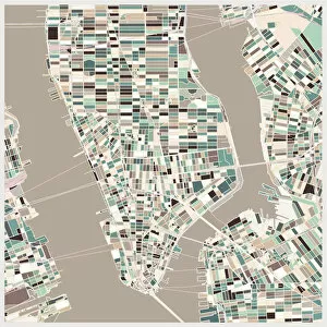 Images Dated 11th July 2018: Manhattan digital art map
