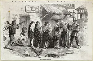 Commerce Prints: Manila Street Market Scene