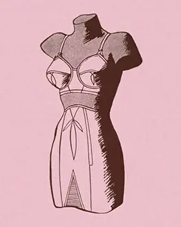 Girdle Prints: Mannequin Wearing Bra and Girdle