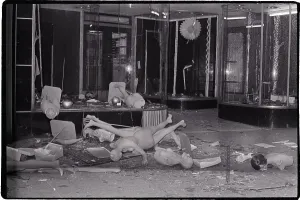 Mannequin Prints: Mannequins Lying in Front of Looted Store