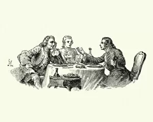 Images Dated 5th May 2018: Manon Lescaut - Men talking over a meal 18th Century