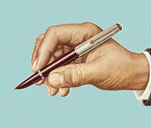 Author Prints: Mans Hand Holding Pen