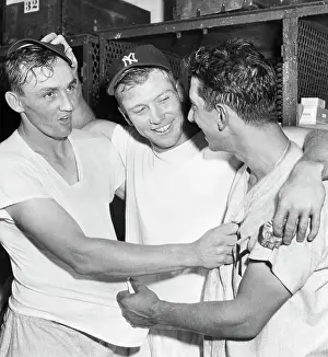 Mantle, Martin And Noren In Locker Room