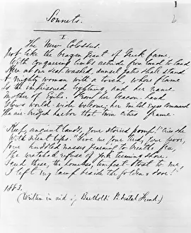 Poetry Prints: Manuscript of The New Colossus by Emma Lazarus