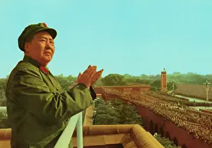 Mao Tse-Tung on Balcony Above Crowd