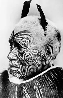 Maori Chief with Tattooed Face