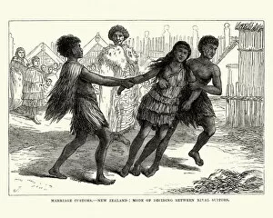 Images Dated 10th May 2017: Maori marriage customs, New Zealand, 19th Century