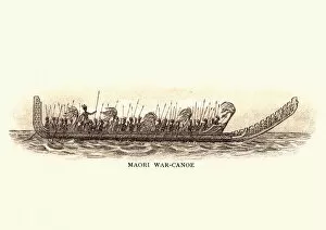 Images Dated 21st October 2017: Maori War Canoe, 19th Century