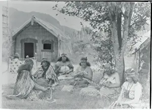 North Island Prints: Maori Women Braiding Flax