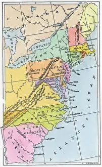 Keystone Prints: Map of the 13 Original American Colonies