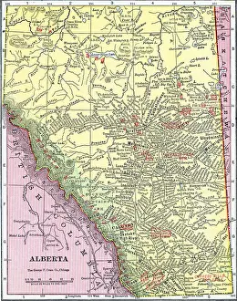 Prints of A color map of the province of Alberta, Canada, 1922. (Photo by Interim Archives/Getty Images) Discover the World in Maps: Past, Present, and Beyond: Map Of Alberta, Canada
