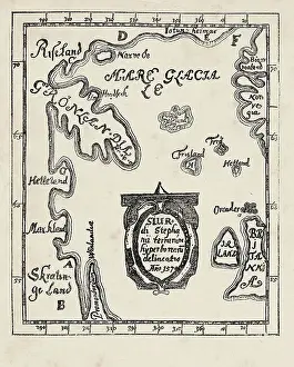 Map of America Greenland Ireland and Great Britain 1570 by Sigur Stephanius