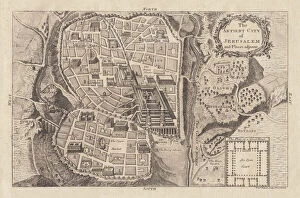 Nostalgia Gallery: Map of the ancient Jerusalem, copperplate engraving, published in 1774