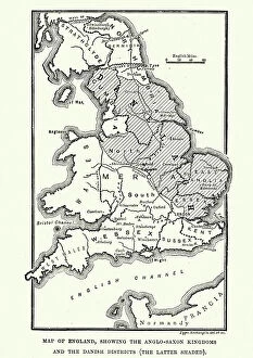 Images Dated 13th August 2017: Map of Anglo-Saxon Kingdoms and the Danelaw, 9th Century