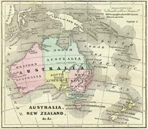 Textured Effect Collection: Map of Australia and New Zealand 1856