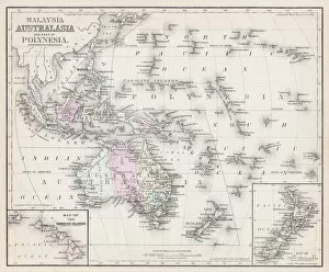 Images Dated 8th May 2018: Map of Australia and Polynesia 1877